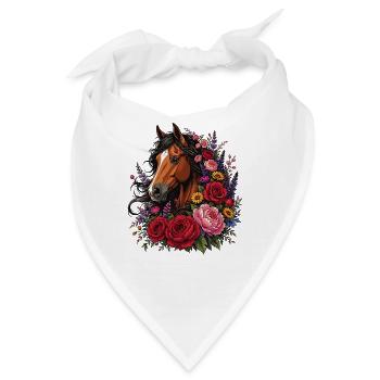 Pferd mit Blumenkranz - Bandana - Weiß - Vorne