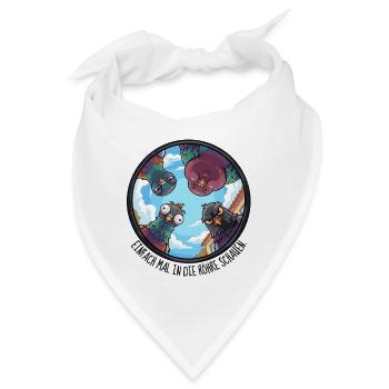 EINFACH MAL IN DIE RÖHRE SCHAUEN - bunte Tauben - Bandana - Weiß - Vorne