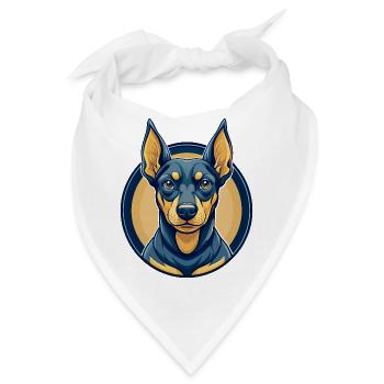 Deutscher Pinscher-Hund Kawaii Maskottchen Cartoon-Clipart - Bandana - Weiß - Vorne