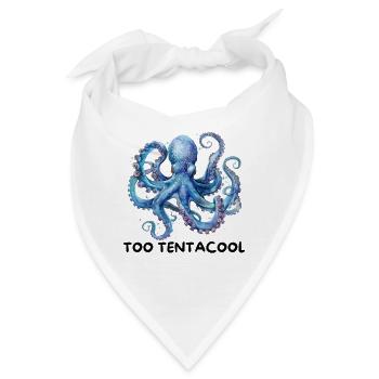 Aquarell Oktopus in Blau – Meeresmotiv - Bandana - Weiß - Vorne