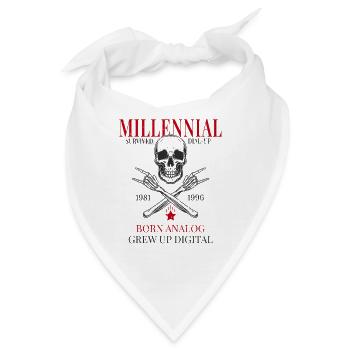 Millennial – Born Analog Grew Up Digital - Bandana - Weiß - Vorne