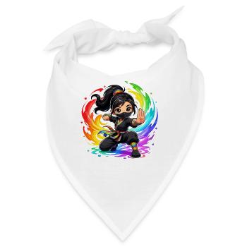 Regenbogen Ninja im Farbwirbel - Bandana - Weiß - Vorne