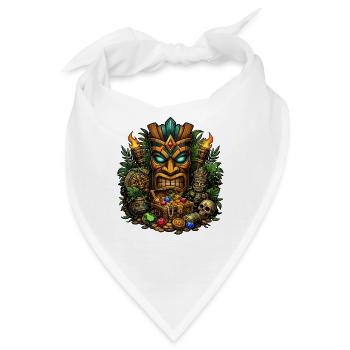 Tiki Schatzmaske mit Juwelen - Bandana - Weiß - Vorne