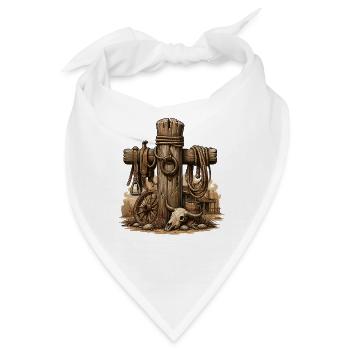Rostiger Westernpfosten Motiv - Bandana - Weiß - Vorne