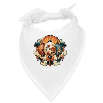 Chinesische Laternen mit Blüten und Koi - Bandana - Weiß - Vorne