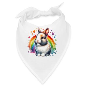 Zwergkaninchen Motiv - Bandana - Weiß - Vorne