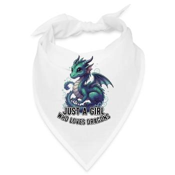 Mädchen liebt Drachen - Bandana - Weiß - Vorne