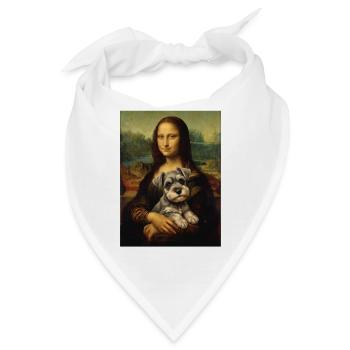 Schnauzer Mona Lisa Kunstparodie Hundeporträt - Bandana - Weiß - Vorne
