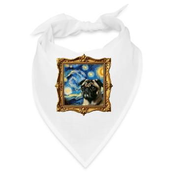 Mops Starry Night - Bandana - Weiß - Vorne