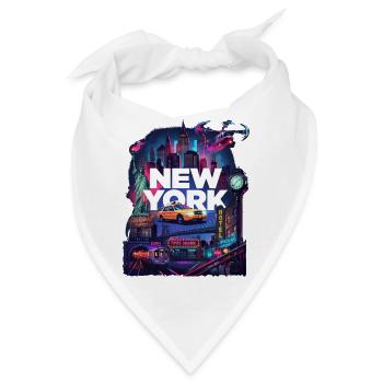 Neon New York Cityscape - Bandana - Weiß - Vorne