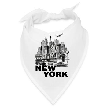 New York Vintage Cityscape Collage - Bandana - Weiß - Vorne