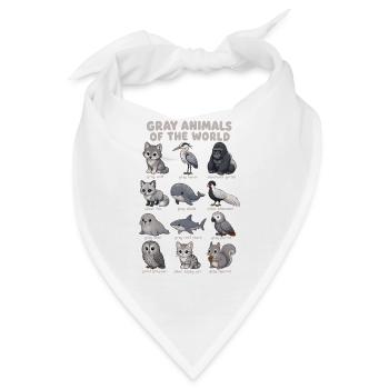  Graue Tiere Der Welt Wildtierdiagramm Wolf Eule - Bandana - Weiß - Vorne
