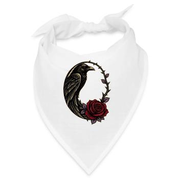 Gotische Rabe, Rosen, Dorn-Halbmond, - Bandana - Weiß - Vorne
