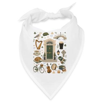 Dublin | Harfe, Küste & Kleeblatt - Bandana - Weiß - Vorne