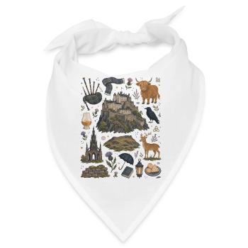 Edinburgh | Highlands, Whisky & Burgen - Bandana - Weiß - Vorne