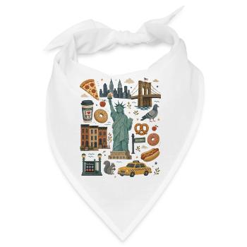 New York | Skyline, Taxi & Großstadtliebe - Bandana - Weiß - Vorne