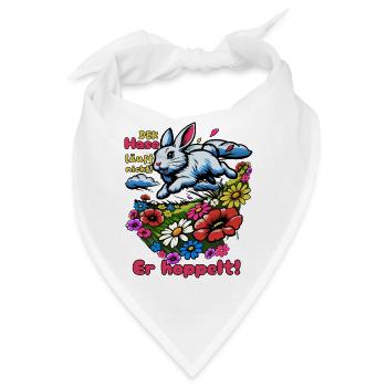 Der Hase läuft nicht. Er hoppelt! - Bandana - Weiß - Vorne