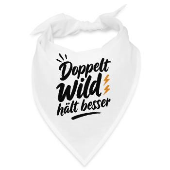 Doppelt_Wild_haelt_besser_Schwarz - Bandana - Weiß - Vorne