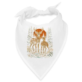 Majestätische Waldszene mit Bock und Hirh - Bandana - Weiß - Vorne