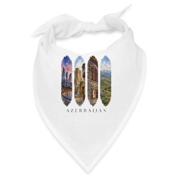 Aserbaidschan Travel – Baku & Kaukasus Motiv - Bandana - Weiß - Vorne