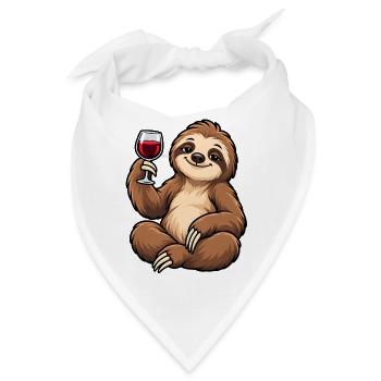 Entspanntes Faultier mit Rotwein - Bandana - Weiß - Vorne