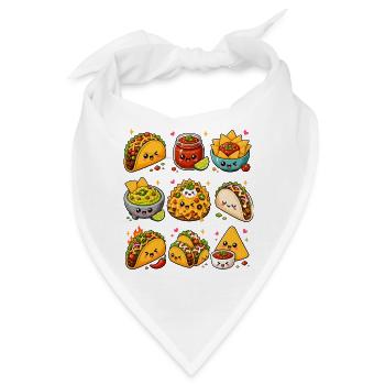 Kawaii Tacos | Mexikanisches Essen - Bandana - Weiß - Vorne
