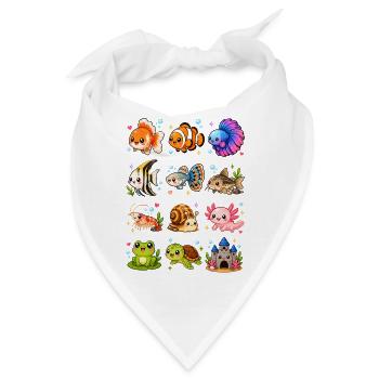 Kawaii Aquarium | Unterwasserwelt Tiere - Bandana - Weiß - Vorne