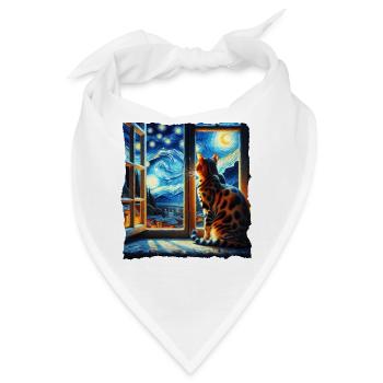 Bengalkatze Starry Night - Bandana - Weiß - Vorne
