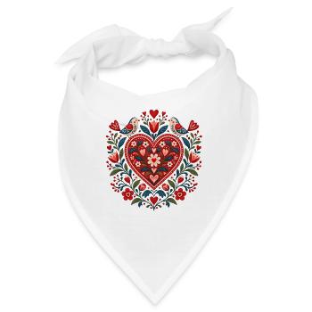 Folk Art Herz – Florale Liebe - Bandana - Weiß - Vorne