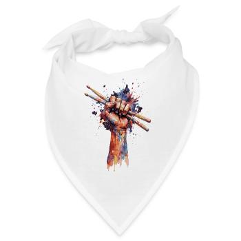 Schlagzeuger | Faust mit Drumsticks - Bandana - Weiß - Vorne