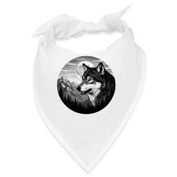 Mond Wolf im Berg wald Wölfe - Bandana - Weiß - Vorne