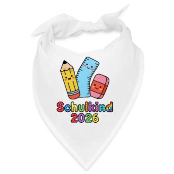 Schulkind 2026 – Bunte Schulzeit - Bandana - Weiß - Vorne