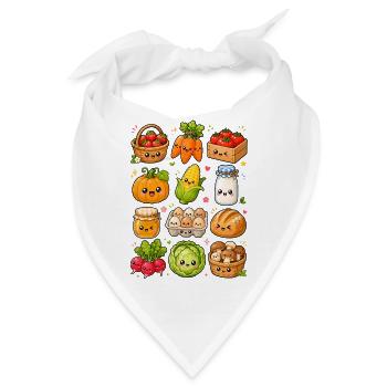 Kawaii Bauernmarkt | Ernte & Lebensmittel - Bandana - Weiß - Vorne