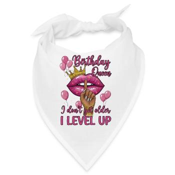 Birthday Queen with Lips and Balloons - Bandana - Weiß - Vorne