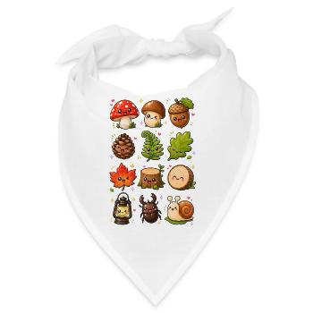 Kawaii Waldschätze | Pilze & Natur - Bandana - Weiß - Vorne