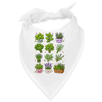 Kawaii Kräuter | Küche & Kräutergarten - Bandana - Weiß - Vorne