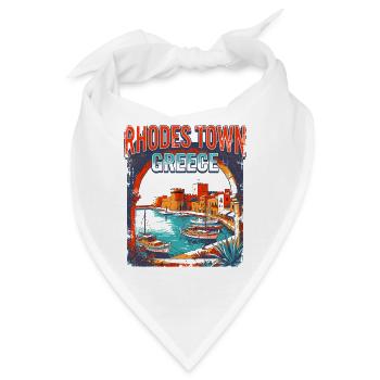 Rhodes Town Greece Harbor Vintage Travel Poster - Bandana - Weiß - Vorne
