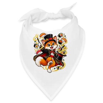 Magischer Fuchs zaubert Sushi aus einem Zylinder - Bandana - Weiß - Vorne