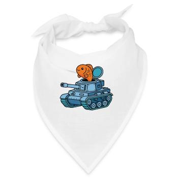 Fisch im Panzer Cartoon - Bandana - Weiß - Vorne