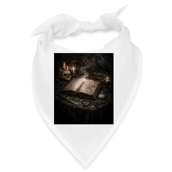 Dunkles Grimoire mit Rabe - Bandana - Weiß - Vorne