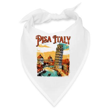 Retro Pisa Italy Travel Poster Typography Art - Bandana - Weiß - Vorne
