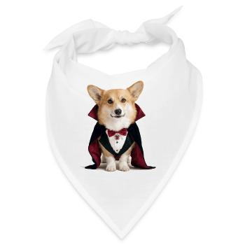 Corgi Vampir Darkula Halloween - Bandana - Weiß - Vorne