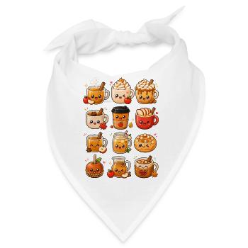 Kawaii Apfel & Zimt | Herbstgetränke - Bandana - Weiß - Vorne