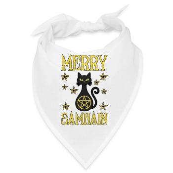 Fröhliche Samhain Hexenkatze Samhain Wicca Wicca - Bandana - Weiß - Vorne