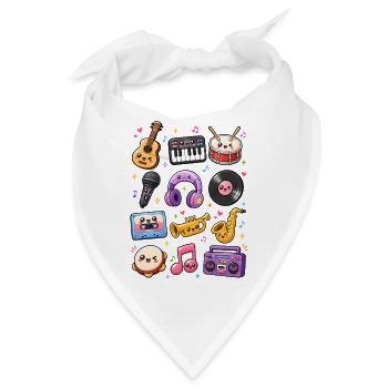 Kawaii Musik | Instrumente & Retro - Bandana - Weiß - Vorne