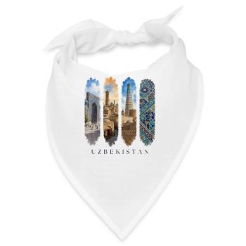 Usbekistan Travel – Seidenstraße & Orient Motiv - Bandana - Weiß - Vorne