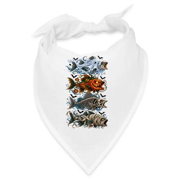 Halloween Trout Fish Ghost Pumpkin Skeleton - Bandana - Weiß - Vorne