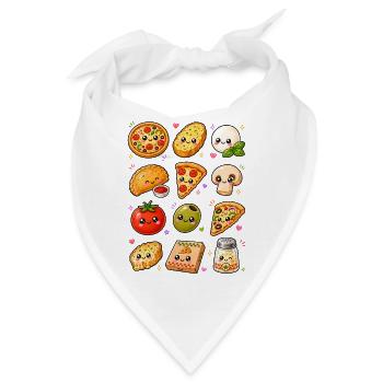 Kawaii Pizza | Italienisches Essen - Bandana - Weiß - Vorne