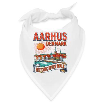 Aarhus Denmark Historic River Walk Cityscape - Bandana - Weiß - Vorne