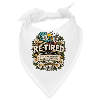 Retired Spruch Definition Müde Blumen & Kaffee - Bandana - Weiß - Vorne
